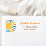 Retro Boho Sunshine Here Comes The Son Baby Shower Label<br><div class="desc">Boho sunshine return address labels. Matching items available in our store!</div>