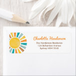 Retro Boho Sunshine Here Comes The Son Baby Shower Label<br><div class="desc">Boho sunshine return address labels. Matching items available in our store!</div>