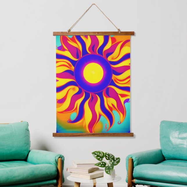 Retro Boho Tapestry Sunburst Hippie Vintage  (Living Room)