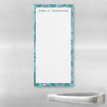 Retro Boho Teal Floral Motif Pattern Personalized Magnetic Notepad<br><div class="desc">Bold retro bohemian style floral mandala motif pattern in teal green,  aqua blue,  and pink violet purple.</div>