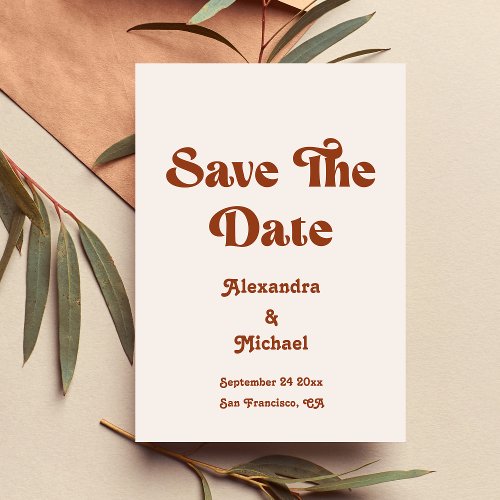 Retro Boho Terracotta Burnt Orange Wedding Save Th Save The Date