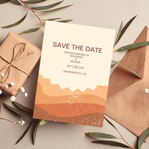 Retro Boho Terracotta Burnt Orange Wedding Save The Date