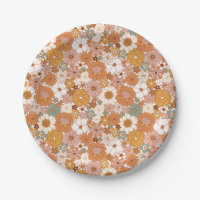 Retro Boho Terracotta Floral Wildflowers Autumn