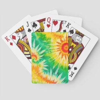 Retro Boho Tie Dye Orange and Green Poker Cards