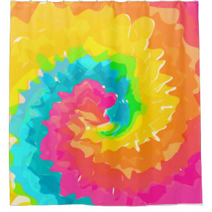 retro boho tie dye shower curtain