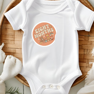 Retro Boho Toy Blocks Baby Eight Months Milestone Classic Round Sticker