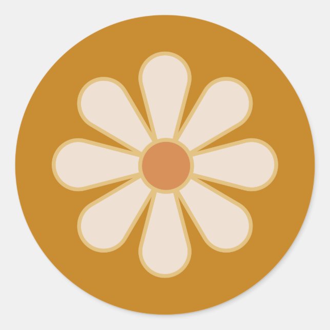 Retro Boho Vintage Daisy Classic Round Sticker (Front)