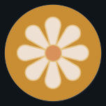 Retro Boho Vintage Daisy Classic Round Sticker<br><div class="desc">Get groovin' with this retro chic 60's vibe flower power design. This design features a bohemian color palette,  wildflowers,  and a groovy vintage typography. Do you dig it? Find matching items in our shop!</div>