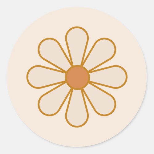 Retro Boho Vintage Daisy Classic Round Sticker