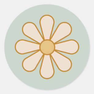 Retro Boho Vintage Daisy Classic Round Sticker
