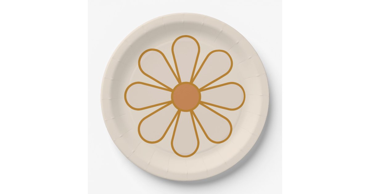 Retro Boho Vintage Daisy Paper Plates Zazzle