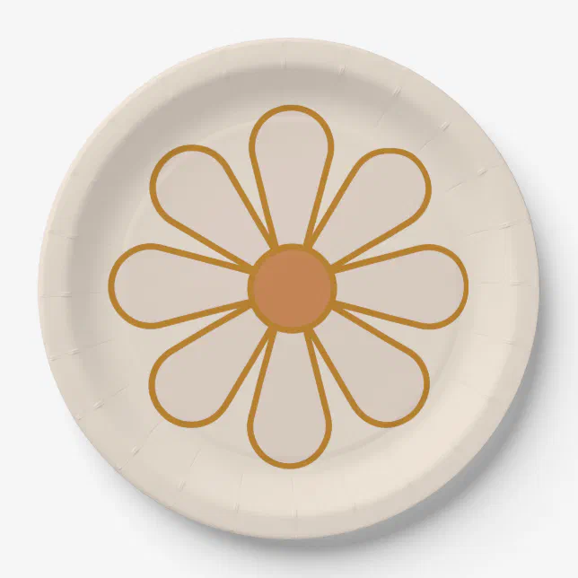 Retro Boho Vintage Daisy Paper Plates Zazzle