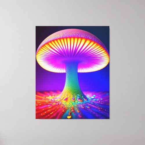 Retro Boho Vivid Neon Mushroom Canvas Print