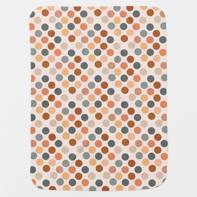 Retro Boho Watercolor Dots Neutral Baby Blanket (Front)