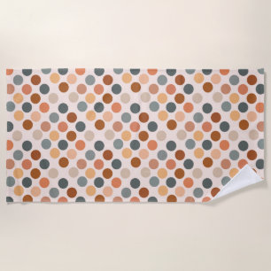 Retro Boho Watercolor Dots Neutral Beach Towel
