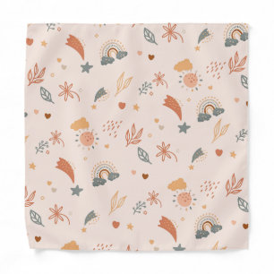 Retro Boho Watercolor Rainbow Neutral Bandana