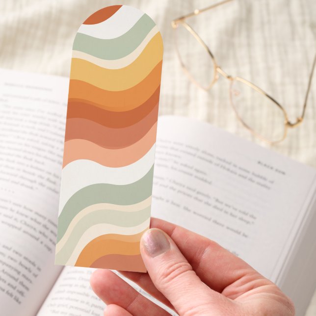 Retro Boho Waves Arched Bookmark (Hand)
