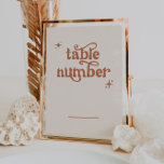 Retro Boho Wedding Table Numbers<br><div class="desc">This is a retro themed wedding table number card. Edit most* wording and colors on this retro wedding invite to make it fit your event theme personal style! (the words "table number" are not editable, but you can change the colors of it!) // For matching designs, search BIRDIE in the...</div>