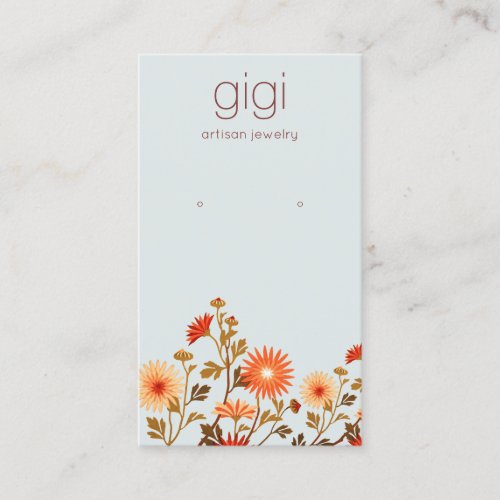 Retro Boho Wildflowers Floral Earring Display Business Card