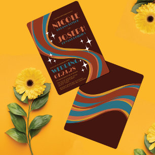 Retro Bold 70's Rainbow Swirl Casual Wedding Invitation