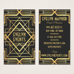 Retro bold black and gold art deco frame pattern business card