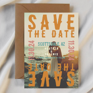 Retro Bold Bright Typography Photo Save the Date Invitation