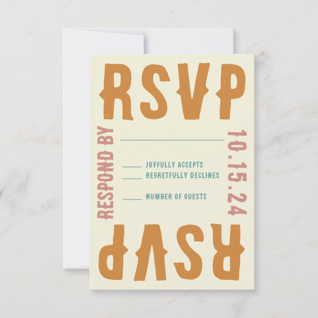 Retro Bold Bright Typography RSVP Response Card (Front)
