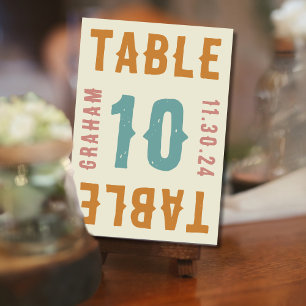 Retro Bold Bright Typography Table Number Cards