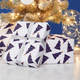 Retro Bold Checkered Christmas Tree Pattern Wrapping Paper