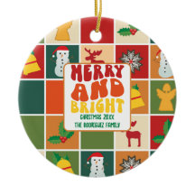 Retro Bold Colorful Family Name Christmas