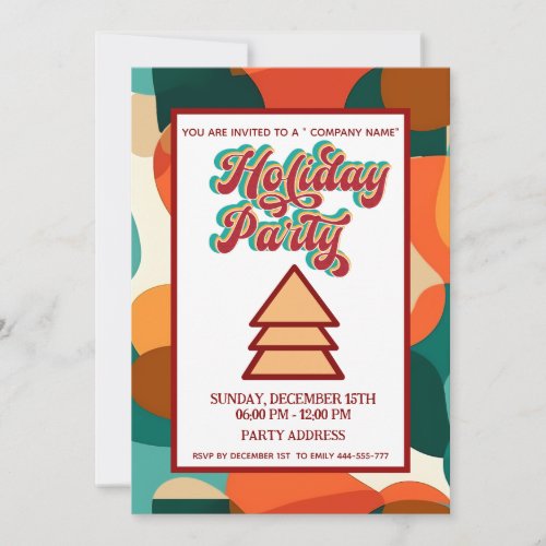 Retro bold colorful fun company  party  invitation