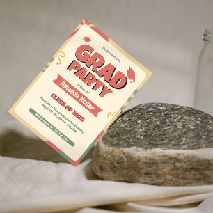 Retro Bold Grad Party Invitation