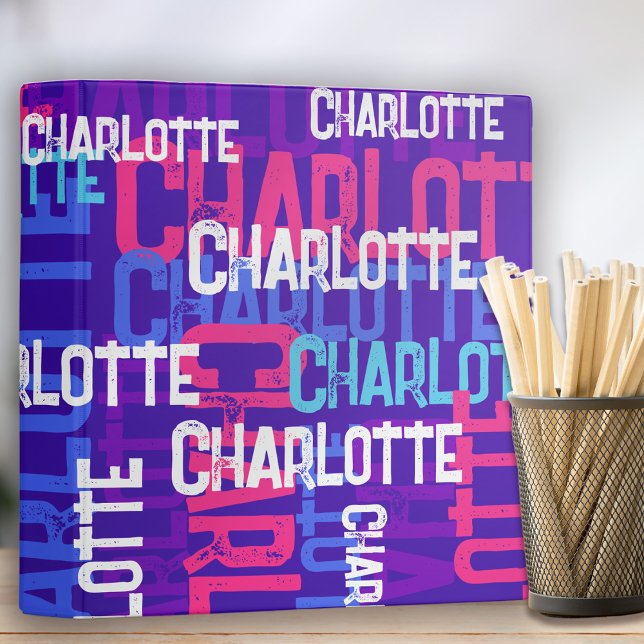 Retro Bold Graffiti Colorful Monogram Name 3 Ring Binder (Creator Uploaded)