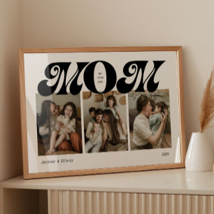 Retro Bold Mom 3 Photo Collage Poster