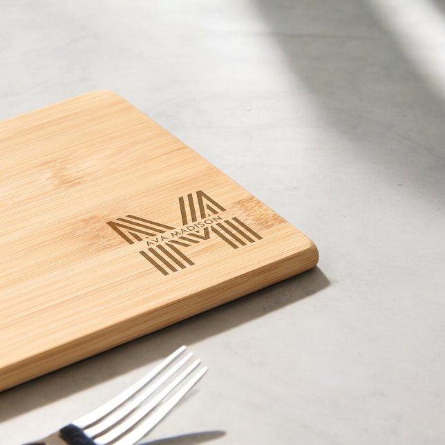 Retro Bold Monogram Minimalist Engraved Cutting Board (Creator Uploaded)