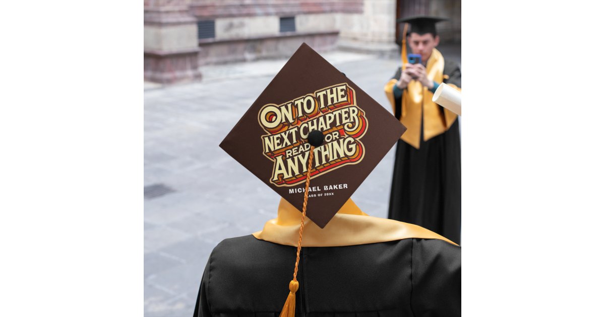 Retro Bold Next Chapter Grad Graduation Cap Topper | Zazzle