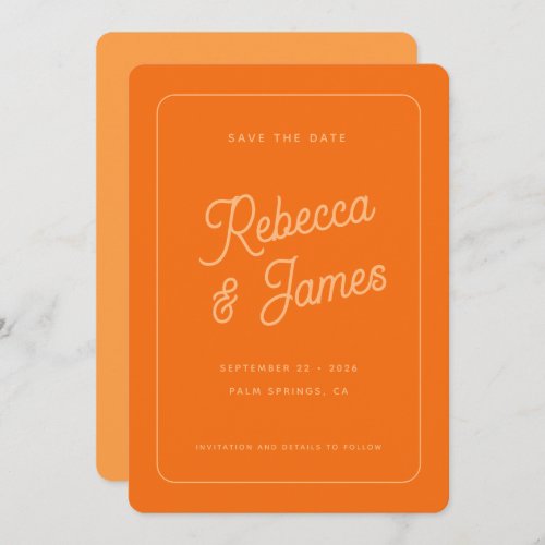 Retro Bold Orange Typography Frame Wedding Save The Date