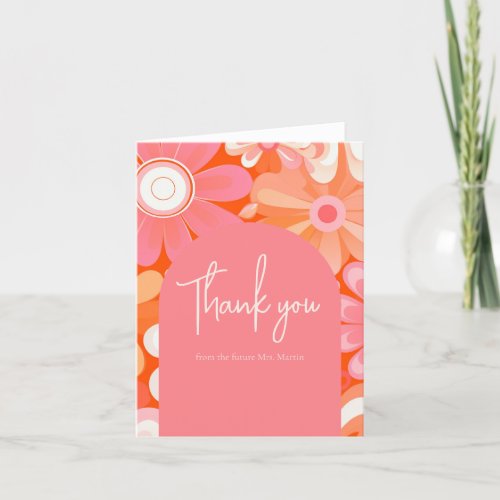 Retro Bold Pink Arch Folded Thank You Card
