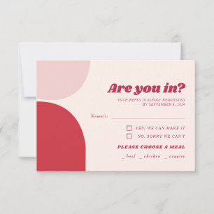 Retro Bold Pink Red Arch Wedding RSVP Card
