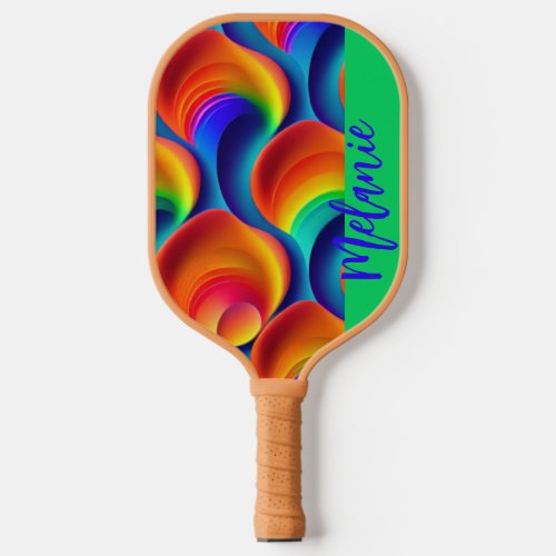 Retro Bold Rainbow Personalized Name Pickleball Paddle