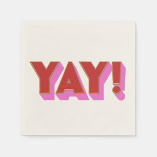 Retro Bold Red Pink YAY Congratulations Party Napkins