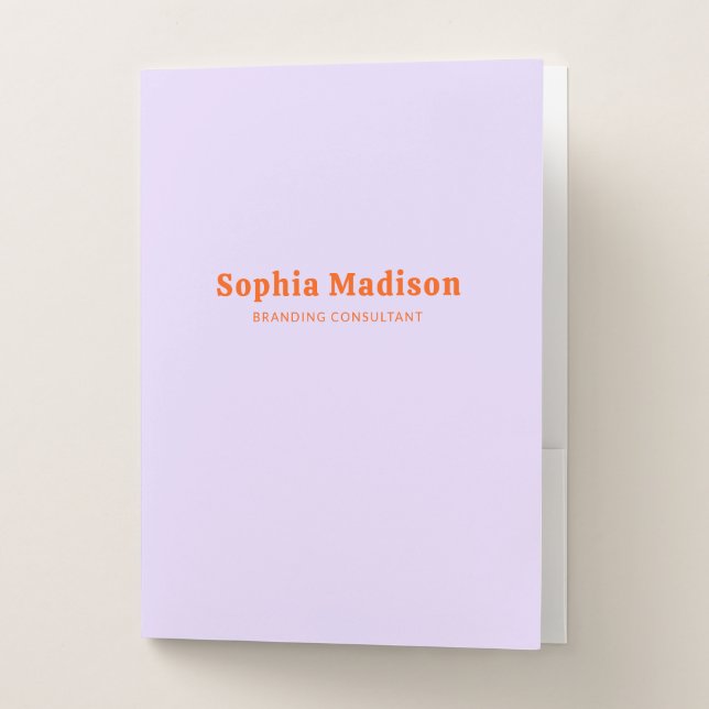 Retro Bold Serif Minimalist Purple Orange Pocket Folder (Front)