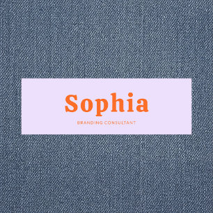 Retro Bold Serif Simple Green Lavender Orange Name Tag