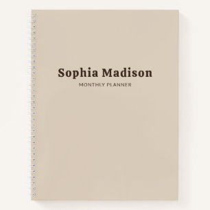 Retro Bold Simple Beige Brown Notebook