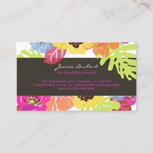 Retro bold tropical flowers calling card business cards