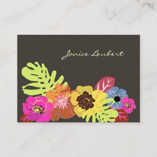 Customizable Retro bold tropical flowers calling card business card