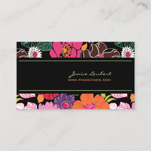 Retro bold tropical flowersDIY background color Business Card