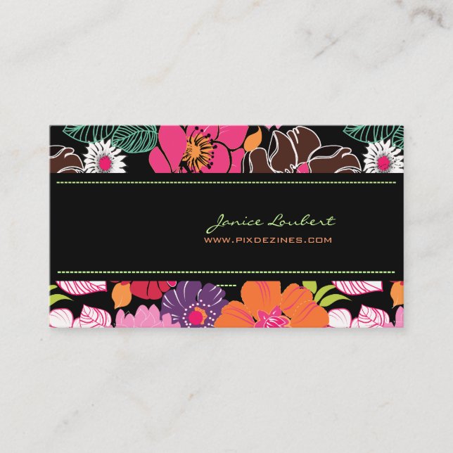 Retro bold tropical flowers/DIY background color Business Card (Front)