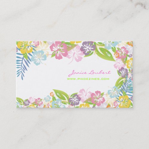 Retro bold tropical flowerseggshell stock business card