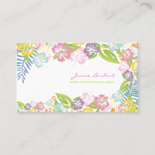 Retro bold tropical flowerseggshell stock business card